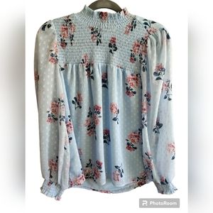 Maison d'Amelie Paris, size small, Blue Floral Blouse